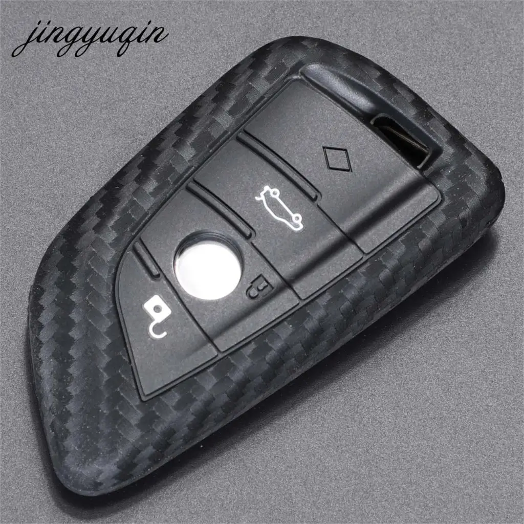 

jingyuqin For BMW X1 X5 X6 E70 E71 F15 F16 Sieries Fiber Silicone Auto Key Protection Cover Case Shell Car-Styling