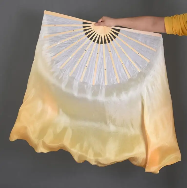 Женский вентилятор из натурального шелка Bellydance короткий Складной бамбука с