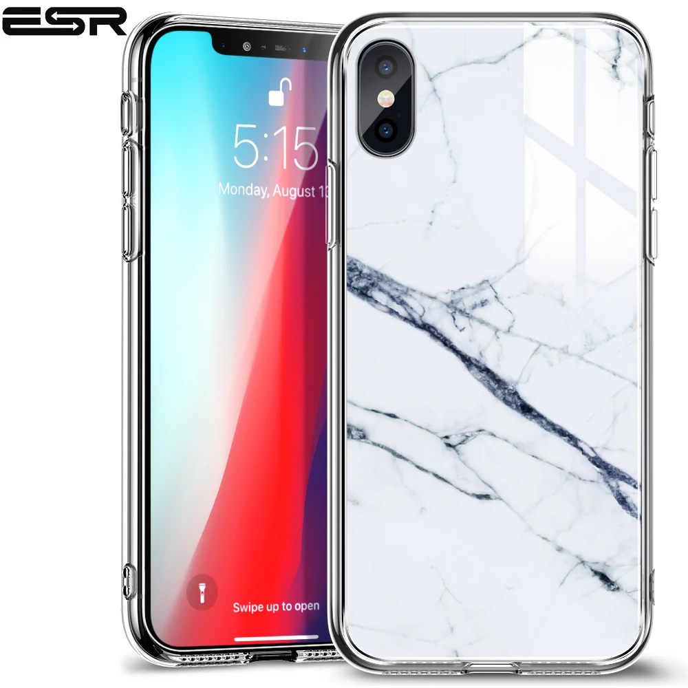 ESR мраморная окрашенная задняя крышка из закаленного стекла для iphone XS XR XS MaxFull covering Ice Crystal, чехлы из закаленного стекла