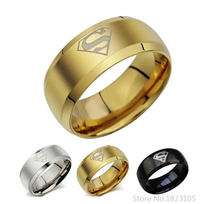 superman ring titanium stainless steel men ring superman logo finger rings 3 colors fashion ring - Nice Wedding Rings superman ring titanium stainless steel men ring superman logo finger rings 3 colors fashion ring - Nice Wedding Rings