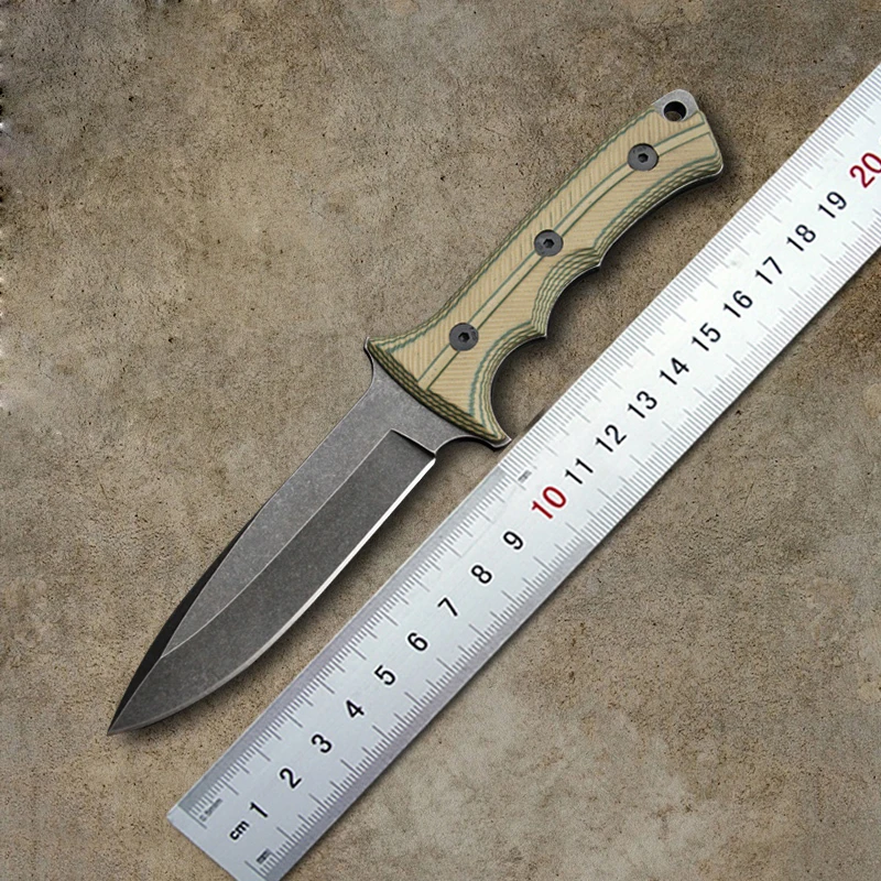 100 AUS 10 60HRC Blade Straight Knife Fixed Blade Knife Steel G10