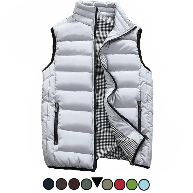 Winter Warm Male Quilted Waistcoat Men Padded Vest White Black Navy Blue Brown Red Burgundy Olive Green Khaki 2023 autumn winter men soft warm pullover sweaters black grey red khaki blue crew neck slim fit knitwear male daily knitted tops