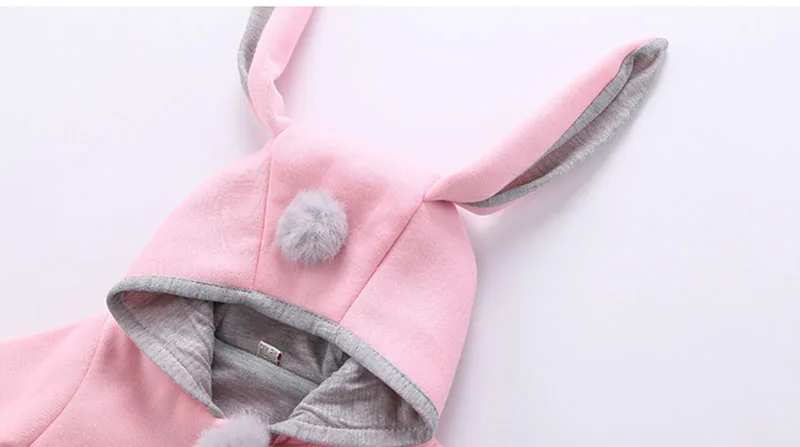 Куртка для маленьких девочек 2018 Весна Осенняя детская одежда милый кролик уха с капюшоном топы для девочек пальто Детская куртка Верхняя