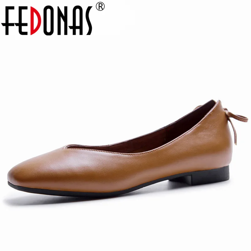 

FEDONAS Basic Women Slip On Pumps Shoes Genuine Leather Fashion Comfortable Casual Shoes Woman New 2019 Working Driving Shoes
