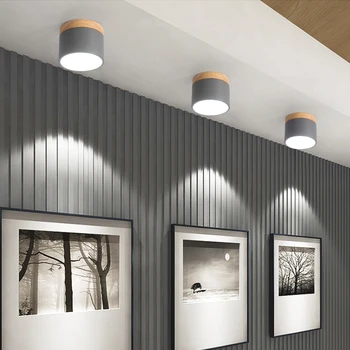 

Modern Ceiling Lights Nordic Iron+wood Ceiling Lamp for Living Room Bedroom Kids Room Aisle Corridor LED Spot Light Home Fixture