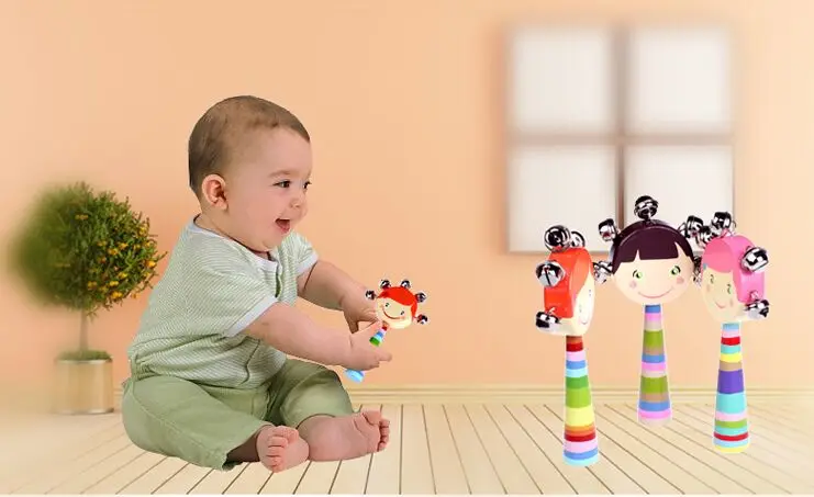 Dear mom and dad baby wooden toy baby cart hand bells rang