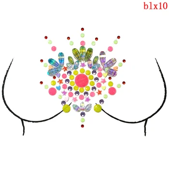 

Boho Style Glitter Jewels Chest Tattoo Sticker 3D Crystal Body Art Decor Bindi Self Adhesive Gems Tattoos Party Stage Makeup