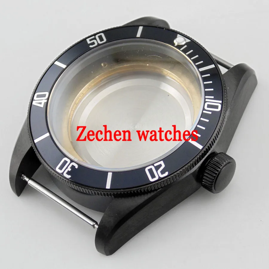 

Black 41mm sapphire watch Case fit Miyota 8205/8215,ETA 2836,DG2813 watch