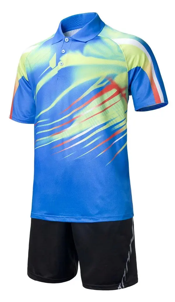 Высококачественная одежда для настольного тенниса, быстросохнущая Мужская рубашка и шорты для бадминтона, дышащая одежда для настольного тенниса, униформа для настольного тенниса - Цвет: 1508 blue
