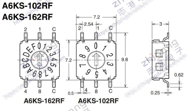 R7M3-16B 0-F digital coding switch 8421C rotary switch SMD positive code 4_