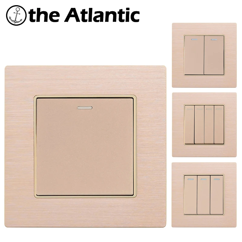 

Wall Switches 1 2 3 4 Gang Button LED Lamp Light Switch On / Off Wall Switch Push Button Interruptor Aluminum Metal Panel
