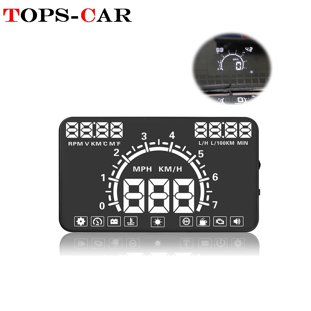 

GEYIREN E350 Car HUD Head-Up Display OBD2 Digital Speedometer Windshield Projector Overspeed Alarm For All Cars & Vehicles