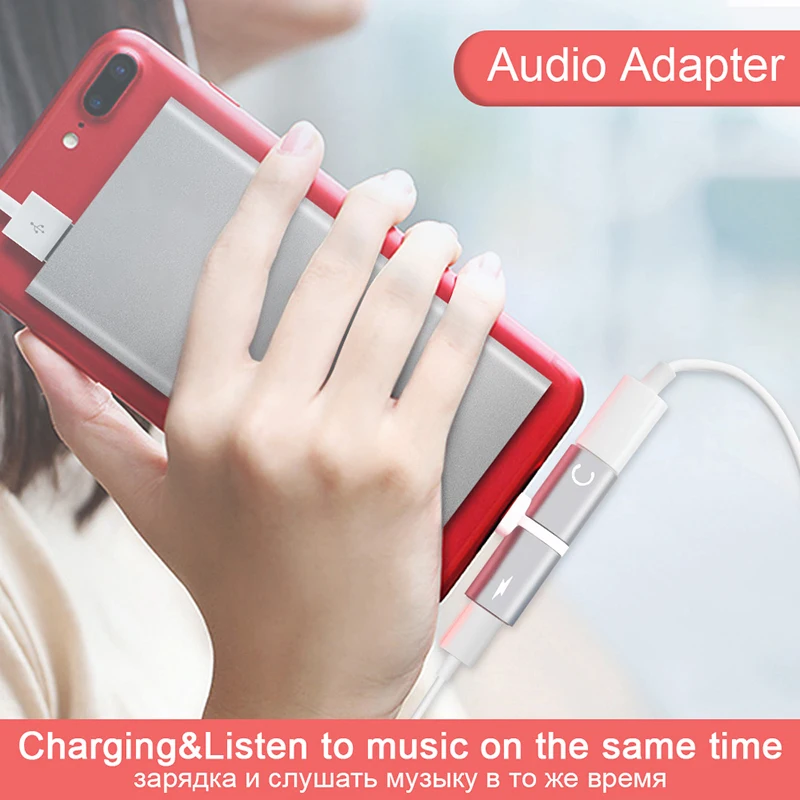 

For iPhone 6s 7 plus 7 XS Max 5 7 8 Plus case 2 In 1 Dual Ports Headphone Adapter Phone Case Charger Audio Splitter Accessories