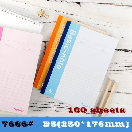 1PCS Deli 7650 Soft face notebook Hand writing notebook A5 B5 A4 32k Size optional 30-100 sheets notebook - Цвет: B5-100sheets