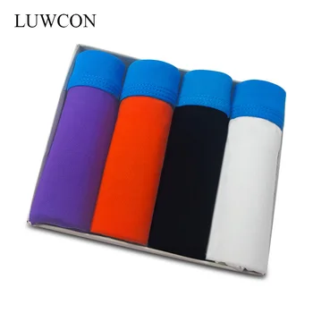 

LUWCON Brand 4Pcs/lot Men's Underwear Boxers Mens Cotton Boxer Comfortable Underpants Panties Men ST09