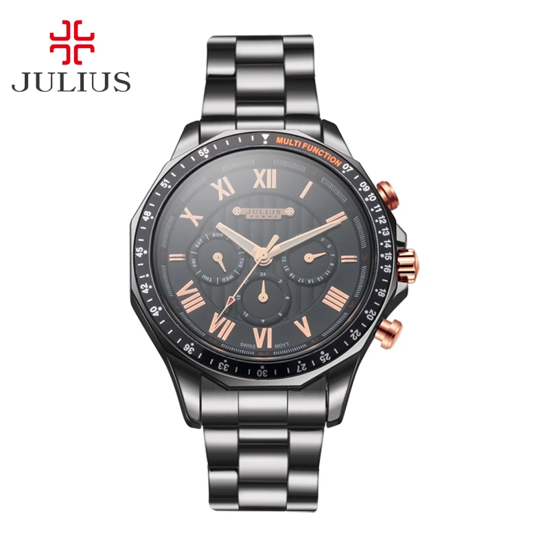 ФОТО Real Date Calender Men's Watch ISASWISS Mov't Hours Clock Business Dress Bracelet Stainless Steel Boy Birthday Gift Julius Box