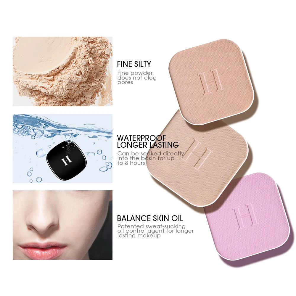 HENLICS Makeup Face Pressed Powder Foundation Super Waterproof Whitening Brighten Matte Powder Palette Contour Makeup Powder