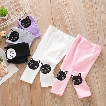 

2-8Y Summer New Children Clothing Kid Girls Pants Leggings Girl Cotton Legging Kids Cartoon Cat Thin Trousers Calf-Length Pants