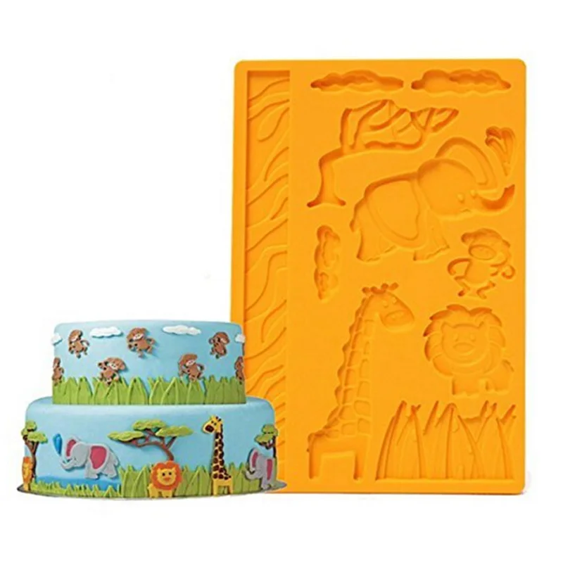 

3D Lace Zoo Jungle World Animal Silicone Embossing Cake Mold Soap Mold DIY Kitchen Bakeware Silicone Cake Tool YL976398