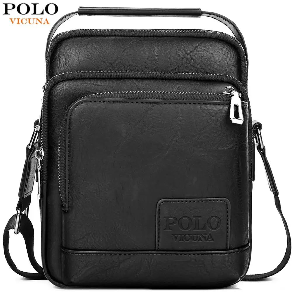 

VICUNA POLO Leather Vintage Man Crossbody Bags Layered Design Brand Waterproof Bag Set Shoulder Bag Business Mens Messenger Bags
