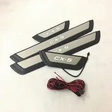 Car Styling for Mazda CX-5 CX 5 CX5 With led Blue Light Door Sill Trim Cover Scuff Plate Guard Car Accessories Car Sticker 2017