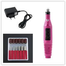 1Set Professional Pen Shape Electric Manicure Nail Drill art Pen Equipment Electric Nail Drill Device To Nail Tools 6X Bits Red