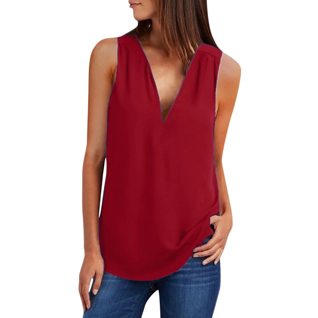 

JAYCOSIN Women's Solid Sleeveless T-Shirt V-Neck Top Shirt New Summer Top Shirts Women Tops Casual Fashion Women's Clothing