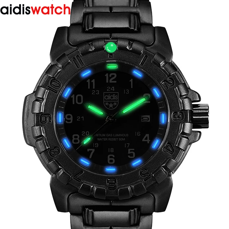 

Addies Luminous Watch Military Watches Top Brand Fashion Casual Sport Black Full Steel Quartz Watch Men Male Clock HotWristwatch
