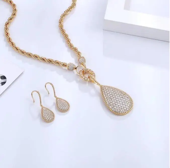 

Acckingtrendy Wedding Necklace Earrings For Women Accessories Full Cubic Zirconia Bridal Jewelry Sets pendientes mujer moda
