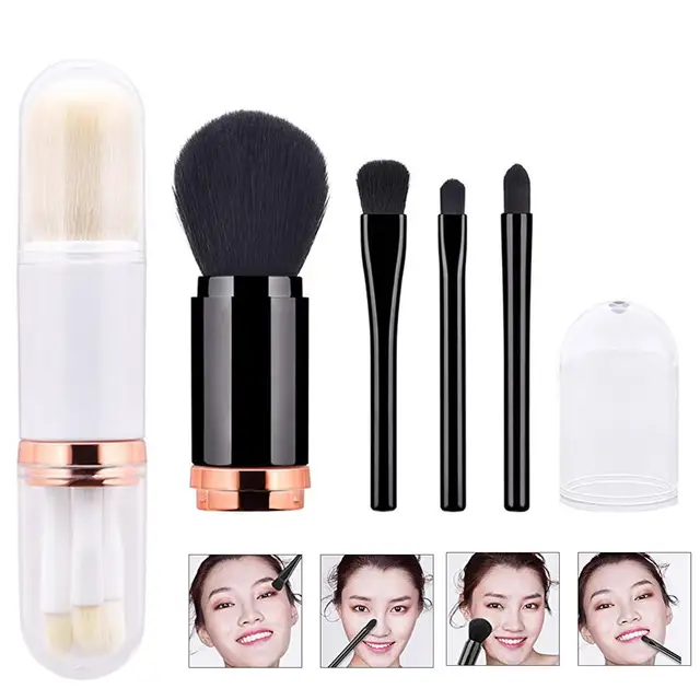 Best Offers  4 in 1 Women Retractable Soft Foundation Powder Makeup Brushes  Cosmetic Tools 