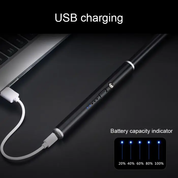 Новая USB перезаряжаемая дуговая Зажигалка для свечей с двойным индикатором блокировки заряда для кемпинга BBQs плита