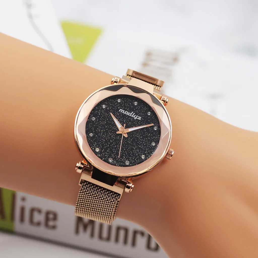 

Women Bracelet Watches 2018 New Fashion Starry Sky Stainless Steel Mesh Belt Watch Casual Quartz Watch relogio feminino