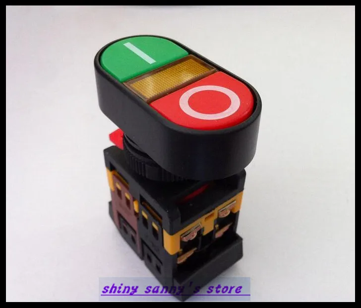 

1Pcs 220VAC Start-stop Double Pushbutton With LED Pilot Lamp