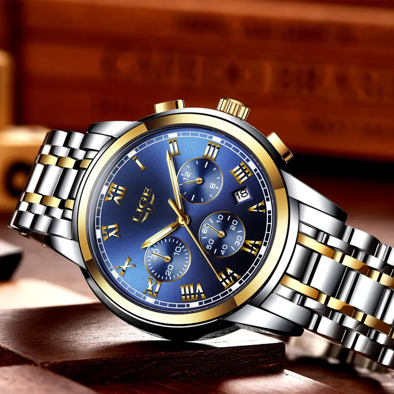 LIGE Mens Watches Fashion Sport Quartz Clock 2018 Top Brand Luxury Full Steel Businesss Waterproof Watch Relogio Masculino 9810