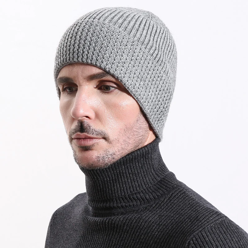 Men Beanie Angora Winter Knit Hat Warm Autumn Casual Outdoor Ski Accessory Wool Soft Solid Color (6)