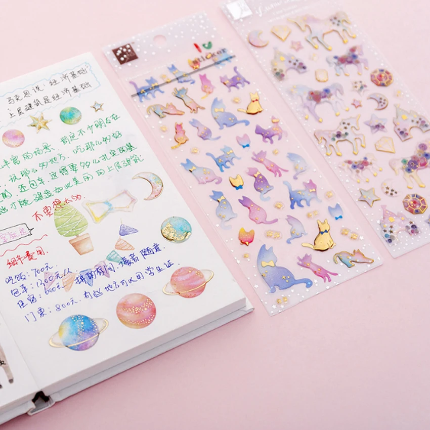10 حزمة/وحدة Kawaii حلم القلعة يونيكورن كريستال قطرة ملصق بسيطة الإبداعية الهاتف المحمول لاصقة تزيين سكرابوكينغ ملصقا