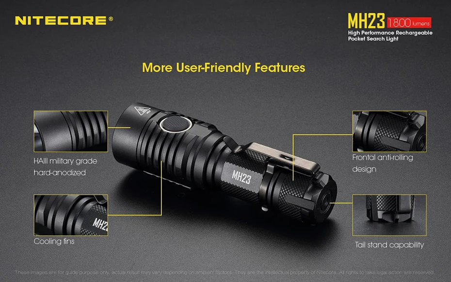 Nitecore MH23 ультра яркий ДАЛЬНОБОЙНЫЙ Прямая зарядка USB флэш-светильник нажатием одной кнопки Управление сильный светильник флэш-светильник