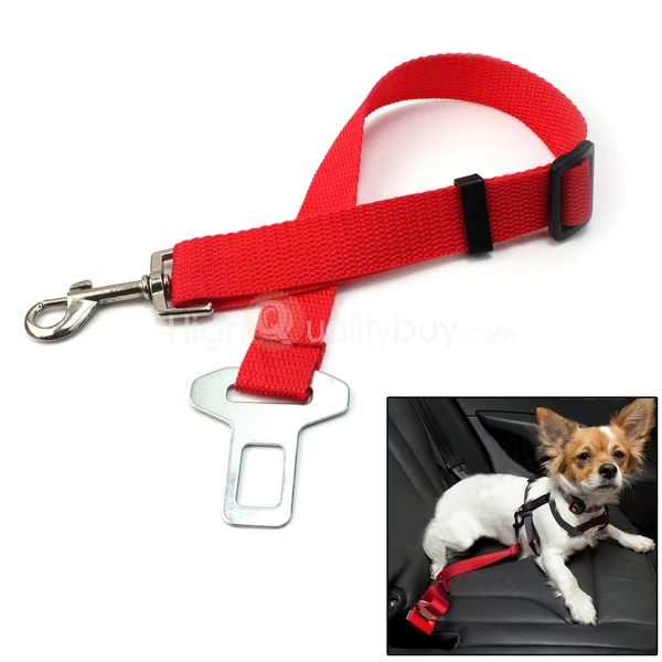 Регулируемый автомобильный удерживатель ремня безопасности собаки Регулируемый нейлон для домашних животных поводок красный
