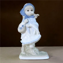 Винтажная фарфоровая кантри Скульптура девушки ручной работы керамика домашняя Девичья статуя народные сказки персонаж Декор подарок ремесло орнамент
