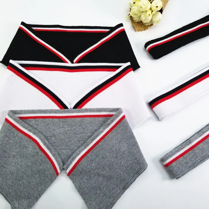 

2pcs/set ( 1pc of Cuff+Collar) Yarn Dyed cotton fabric for DIY elastic collar cuffs hem bottom collar thread mouth Material