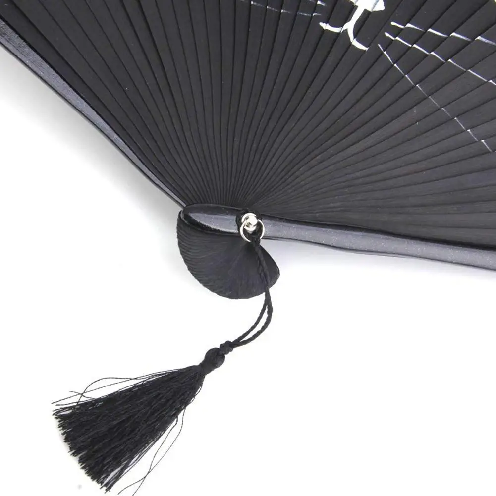 Summer Silk Bamboo Folding Fan Hand Held Flower Cartoon Cat Baking Varnish Handle Fan Pocket Gifts Wedding Party Supplies