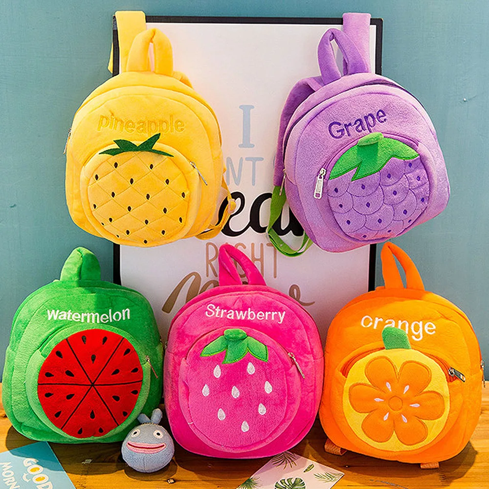

Cute Cartoon Fruit Baby Toy School Bag Animal Shape Mini Plush Backpack Kids Outdoor Travel Pack Bag Student Kindergarten Bags