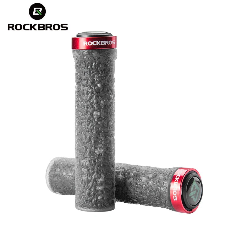 ROCKBROS المطاط الدراجات القبضات دراجة المقود المضادة للانزلاق الدراجة القبضات مرونة عالية TPE لينة للصدمات Mtb القبضات دراجة أجزاء