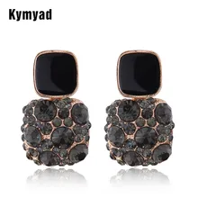 Kymyad шпильки геометрической формы серьги для женщин Корейский Черный Кристалл Винтажные серьги, ювелирные изделия серьги золотого цвета Bijoux Femme