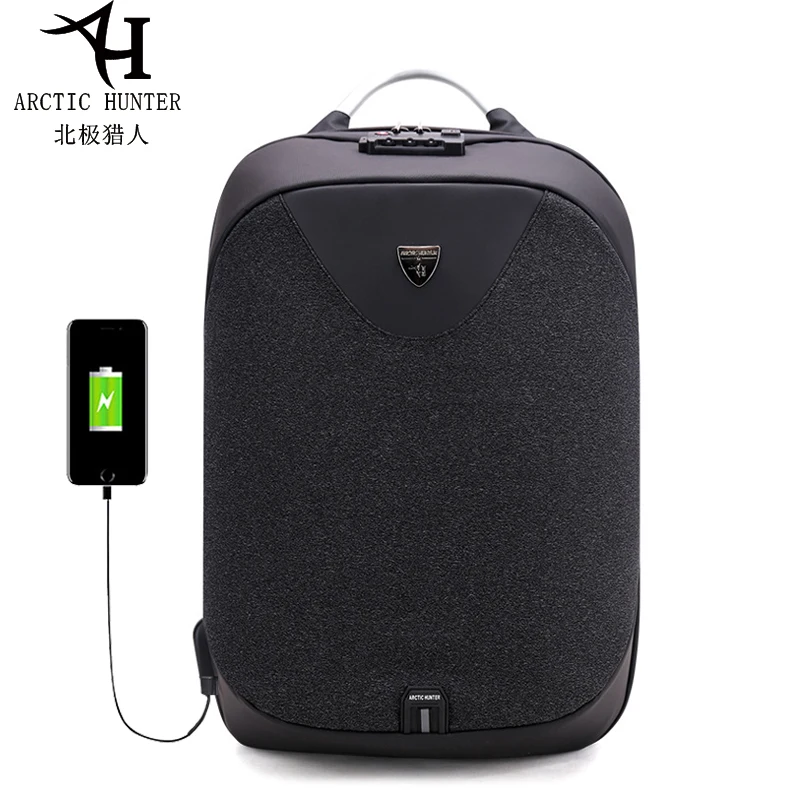 Арктический Хантер Анти-кражи Водонепроницаемый USB Для мужчин 15,6 дюймов рюкзак для ноутбука с таможенный замок TSA Тетрадь мужская сумка через плечо