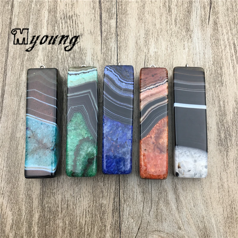 Подвески из агата Cuboid Banded полосатые Агаты подвески для самостоятельного