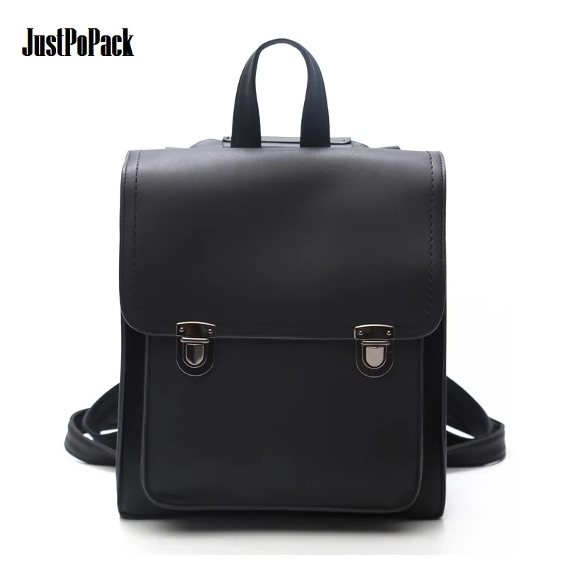 

Women's Preppy Style Small Backpack Waterproof Leisure Knapsack PU Leather Crossbody Bag Headphone Hole Black Satchel Vintage