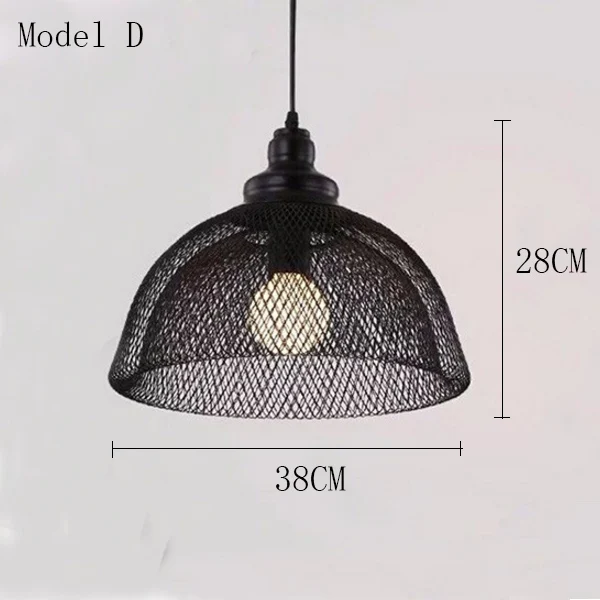 Винтажная Подвесная лампа с железной сеткой для магазина, бара/Кофейни/столовой/фойе/клуба, внутреннее освещение E27, держатель лампы - Цвет корпуса: Model D