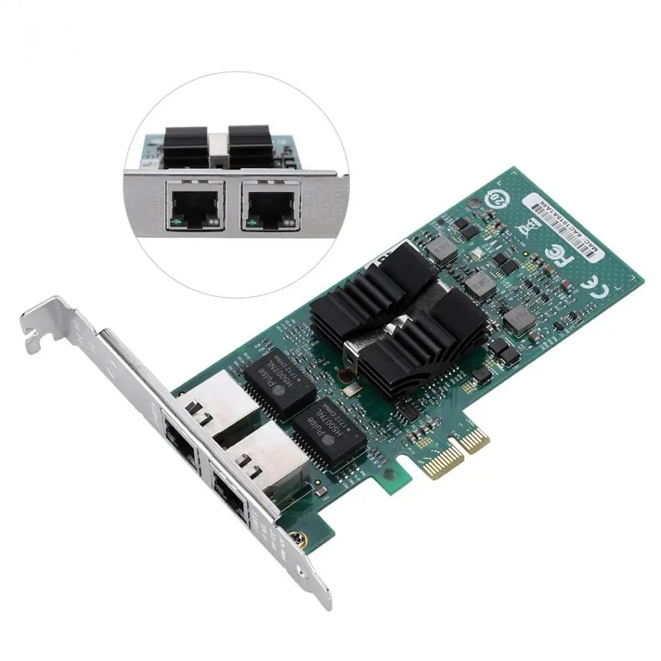 For INTEL 82576-T2 Gigabit PCI-e Dual Port Network Adapter Card Desktop 1000Mbps Server NIC LED 2021 Hot Network Controller wifi card