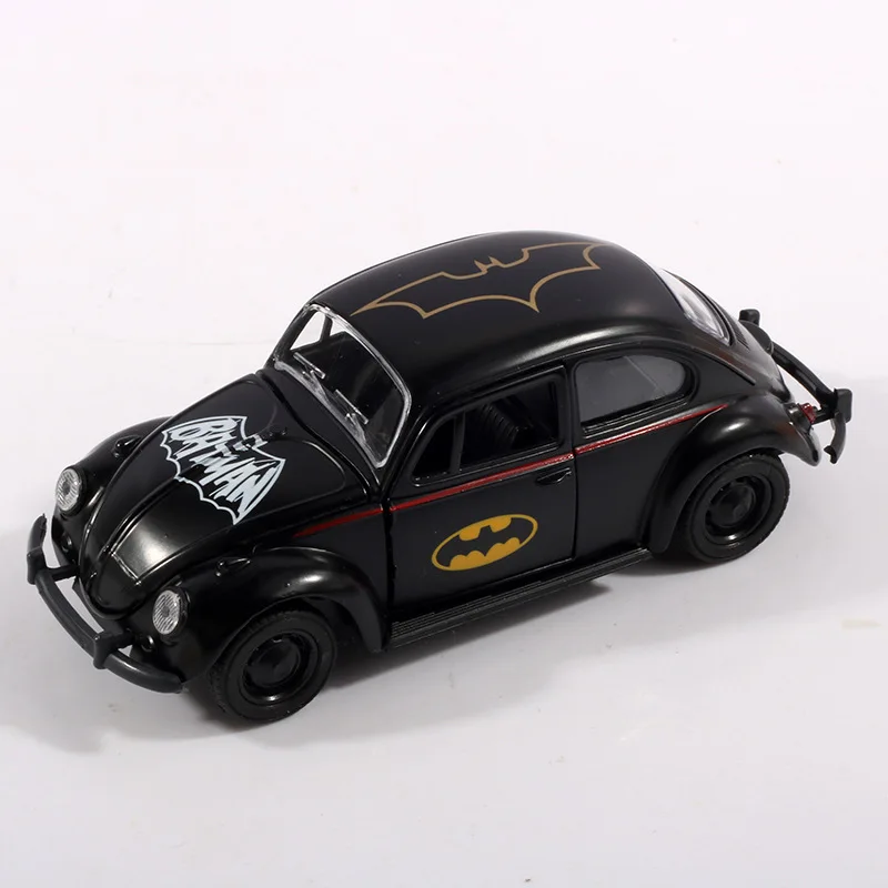 Batman VW Beetle 1/32 Scale Model Car Diecast Toy Vehicle Pull Back Kids Black 
